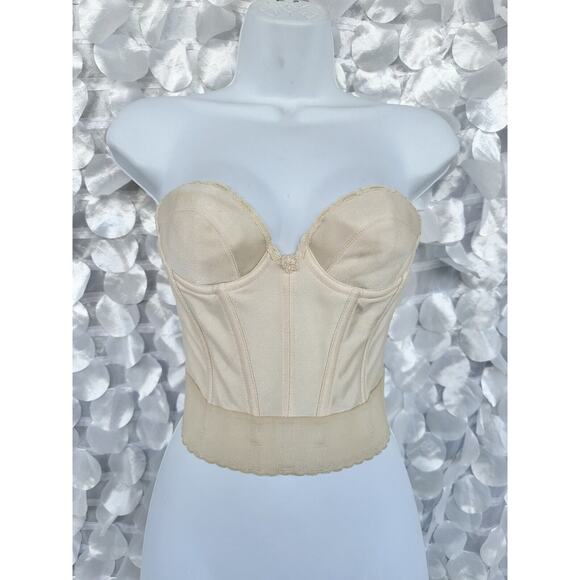 Vintage 70’s Strapless Low Back Bra 34 A Carnival Nude Beige Underwire Bustier - Picture 1 of 8